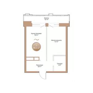 1-к квартира, вторичка, 38м2, 19/24 этаж