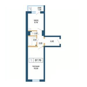 1-к квартира, вторичка, 38м2, 15/17 этаж