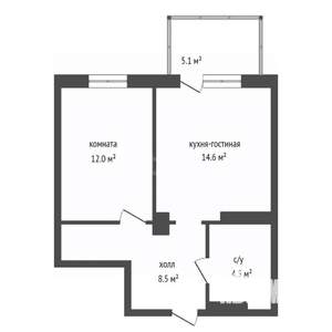 2-к квартира, вторичка, 44м2, 19/19 этаж