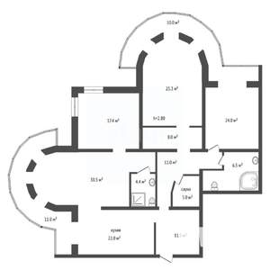 4-к квартира, вторичка, 187м2, 1/5 этаж