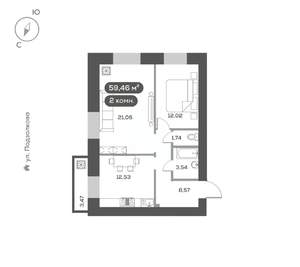 2-к квартира, вторичка, 59м2, 12/16 этаж