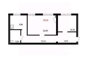 2-к квартира, вторичка, 73м2, 9/18 этаж