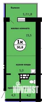 Студия квартира, сданный дом, 30м2, 3/9 этаж