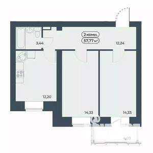 2-к квартира, строящийся дом, 58м2, 8/9 этаж