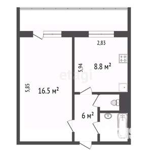 1-к квартира, вторичка, 37м2, 5/14 этаж