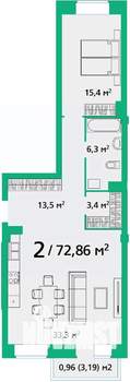 2-к квартира, вторичка, 73м2, 2/9 этаж
