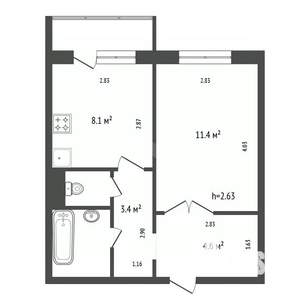 1-к квартира, вторичка, 31м2, 11/14 этаж