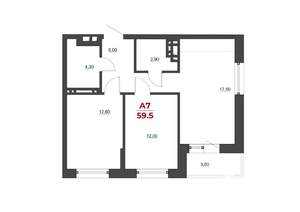 3-к квартира, вторичка, 60м2, 4/21 этаж