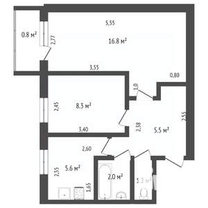 2-к квартира, вторичка, 40м2, 2/5 этаж