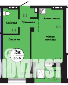 2-к квартира, строящийся дом, 37м2, 7/19 этаж