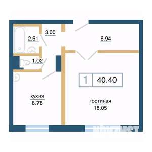 1-к квартира, строящийся дом, 40м2, 1/17 этаж