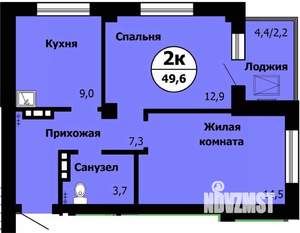 2-к квартира, строящийся дом, 50м2, 3/24 этаж