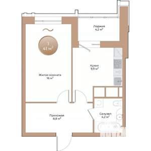 1-к квартира, вторичка, 41м2, 11/24 этаж