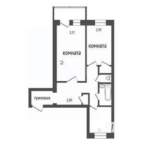 2-к квартира, вторичка, 65м2, 4/4 этаж