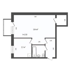 1-к квартира, вторичка, 32м2, 5/5 этаж