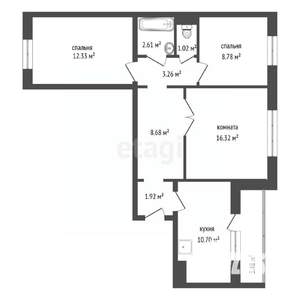 3-к квартира, вторичка, 66м2, 9/10 этаж