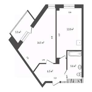 1-к квартира, вторичка, 38м2, 7/9 этаж
