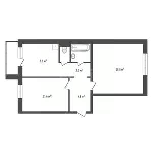 2-к квартира, вторичка, 57м2, 6/10 этаж