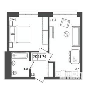 2-к квартира, вторичка, 41м2, 11/17 этаж