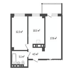 2-к квартира, вторичка, 52м2, 12/25 этаж