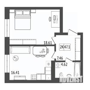 2-к квартира, вторичка, 47м2, 16/17 этаж