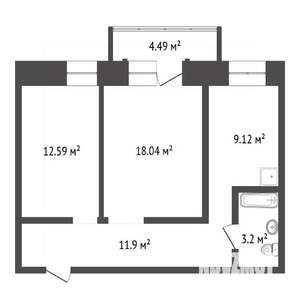 2-к квартира, вторичка, 54м2, 2/13 этаж