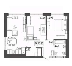 3-к квартира, вторичка, 52м2, 11/17 этаж