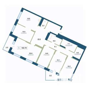 5-к квартира, строящийся дом, 163м2, 21/24 этаж