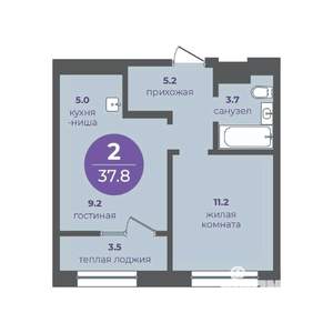 2-к квартира, вторичка, 38м2, 16/24 этаж