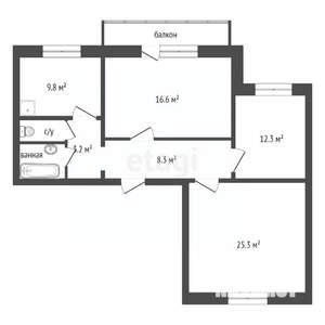 3-к квартира, вторичка, 78м2, 1/11 этаж