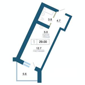 1-к квартира, вторичка, 29м2, 8/24 этаж