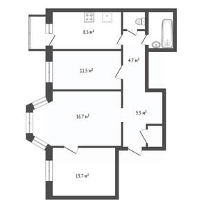 3-к квартира, вторичка, 67м2, 4/5 этаж