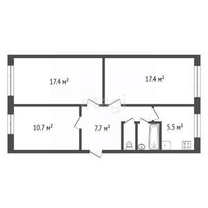 3-к квартира, вторичка, 62м2, 1/5 этаж
