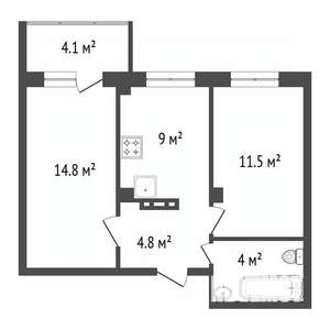 2-к квартира, вторичка, 42м2, 19/19 этаж