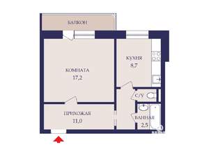 1-к квартира, вторичка, 42м2, 5/10 этаж