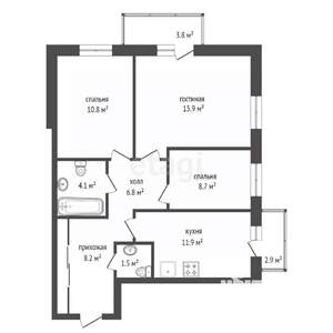 3-к квартира, вторичка, 80м2, 9/17 этаж