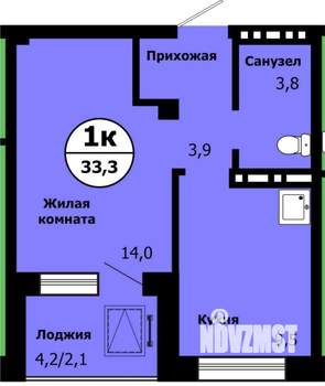1-к квартира, строящийся дом, 33м2, 15/19 этаж