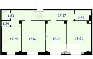 3-к квартира, строящийся дом, 87м2, 1/9 этаж