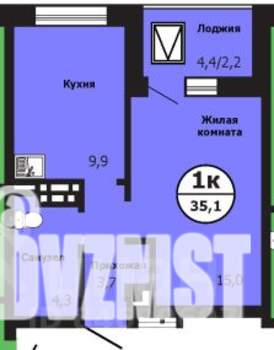 1-к квартира, вторичка, 35м2, 3/19 этаж