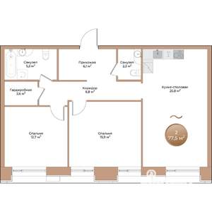 2-к квартира, вторичка, 78м2, 4/24 этаж