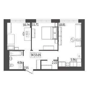 3-к квартира, вторичка, 53м2, 4/17 этаж