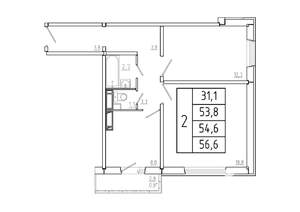 2-к квартира, вторичка, 55м2, 4/17 этаж