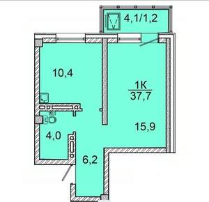1-к квартира, строящийся дом, 37м2, 12/24 этаж