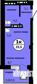 Студия квартира, строящийся дом, 23м2, 4/19 этаж