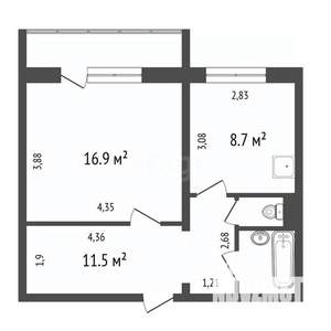 1-к квартира, вторичка, 41м2, 2/10 этаж