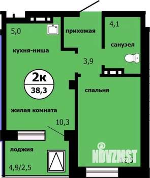 2-к квартира, строящийся дом, 38м2, 9/19 этаж