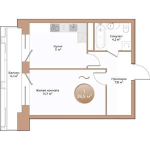 1-к квартира, вторичка, 40м2, 10/24 этаж