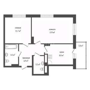 2-к квартира, вторичка, 54м2, 15/24 этаж