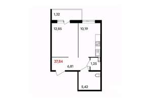 1-к квартира, вторичка, 38м2, 6/18 этаж