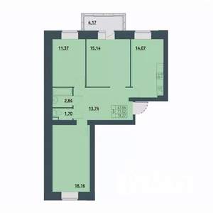 3-к квартира, строящийся дом, 79м2, 6/9 этаж